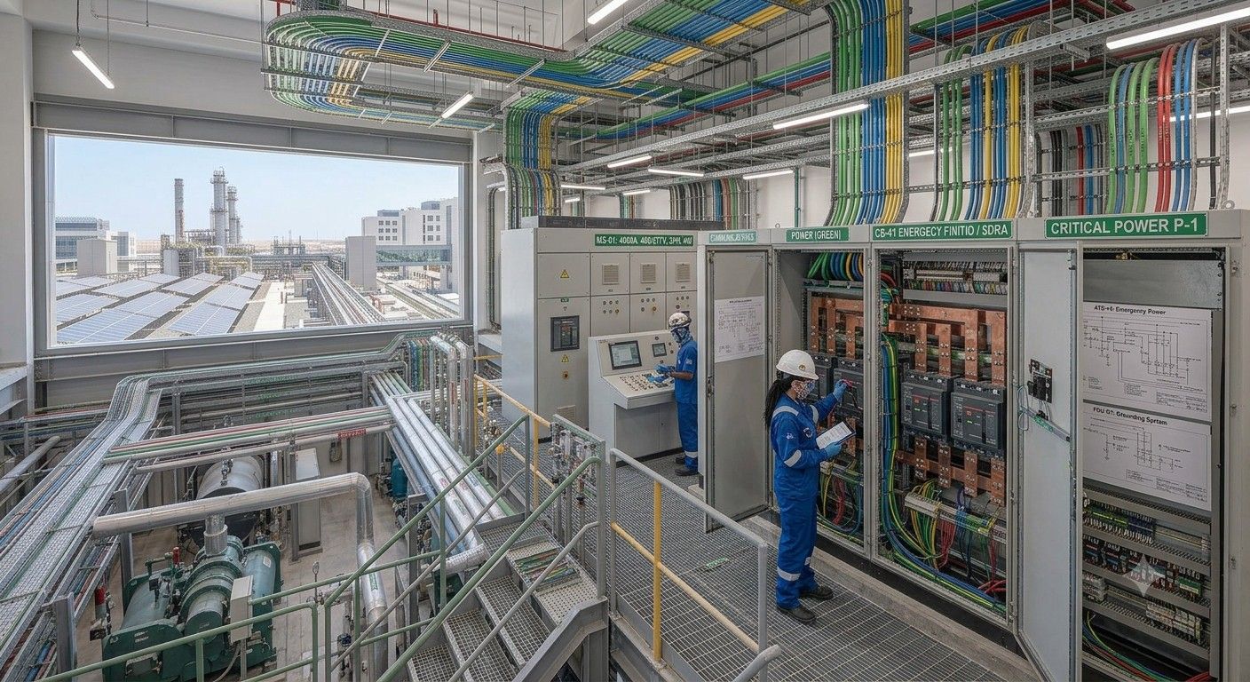 Critical power switchgear and cable tray distribution under commissioning